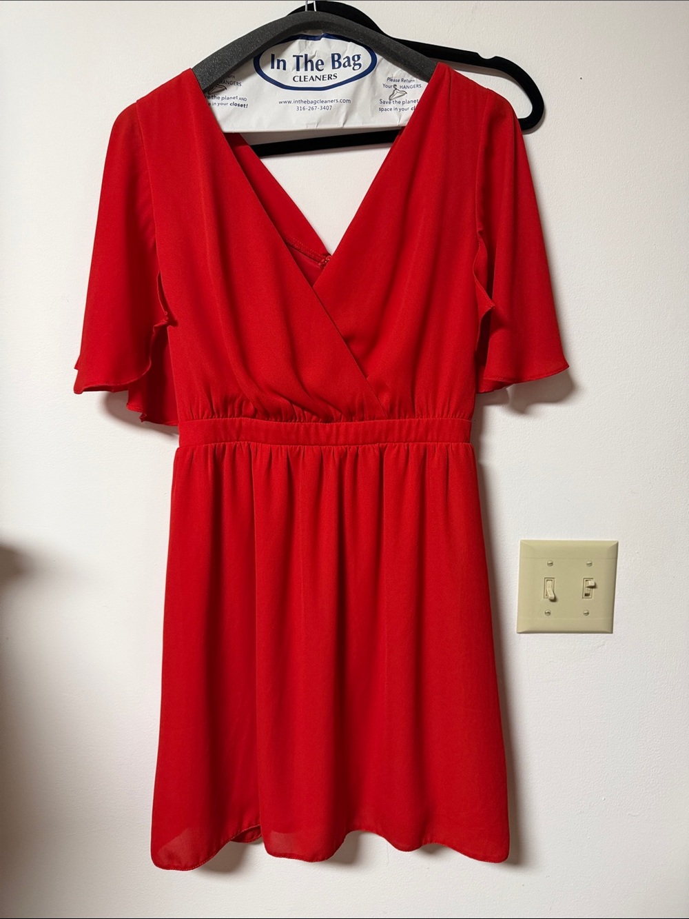 ASOS Red Wrap V-Neck Mini Dress